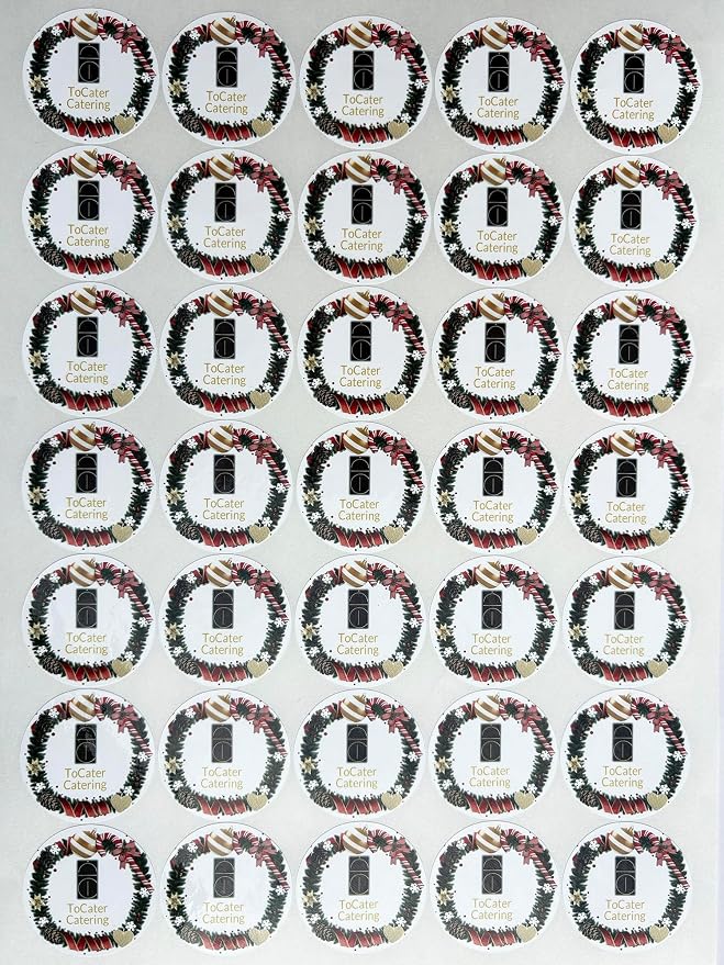 Custom Stickers for Weddings, Birthdays & Businesses - Personalized Labels with Your Logo - Waterproof, Fade and Heat Resistant - Pack of 100-1000 (Wreath O, 2.5 Inch)