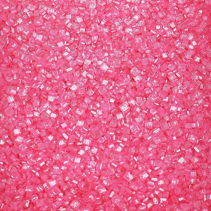 Pink Sanding Sugar for Baking Edible, Pink Sprinkles 130g/4.6oz, Pink Sanding Crystal Sugar Sprinkles for Baking, Cupcake, Cookie and Donuts Toppings, Wedding, Birthday Party Supplies