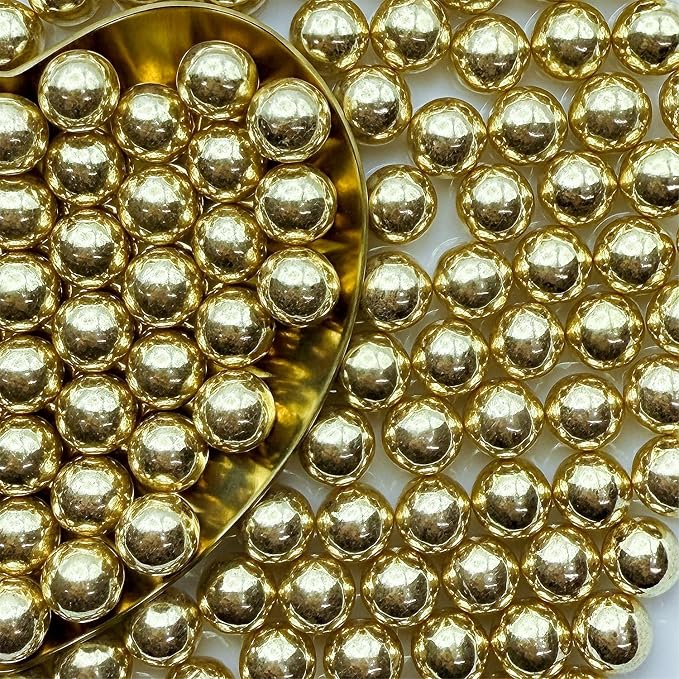 CandiJumpin 10mm Large Gold Edible Pearls, Gold Pearl Sprinkles for Cake Decorating Large Sugar Pearls Edible Cake Decorations Pearl Sugar Sprinkles Cupcake Toppers Baby Shower Party Birthday Wedding Christmas Supplies 3 OZ