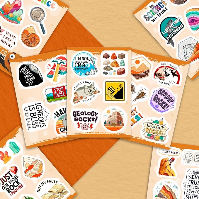 100Pcs Geology Stickers for Water Bottles, Geologist Stickers - Gift for Geologist - Geology Party Decorations and Favors - Gift for Women & Men