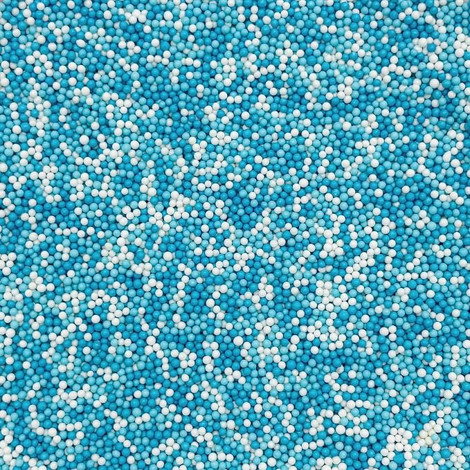 Dynastang 2mm Blue & White Pearls Sprinkles Edible Pearls Cake Decorating Stars Cake Decorations Cupcake Toppers Cookie Decorating Perfect for Cakes, Cupcakes, Desserts Toppings 3OZ