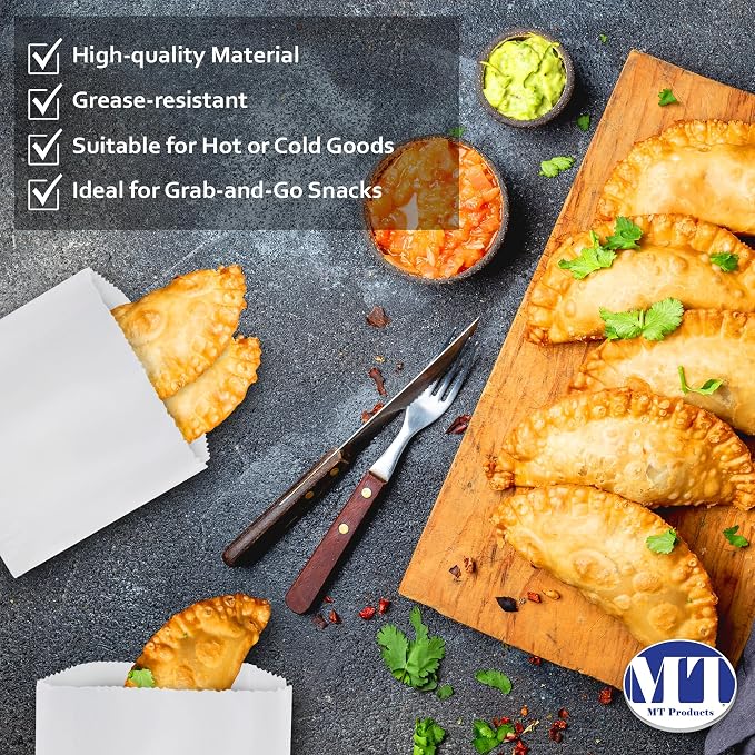 MT Products White Wax Cookie Bags 6" x 6.5" - Grease Resistant Paper Bakery Bags - Pack of 150