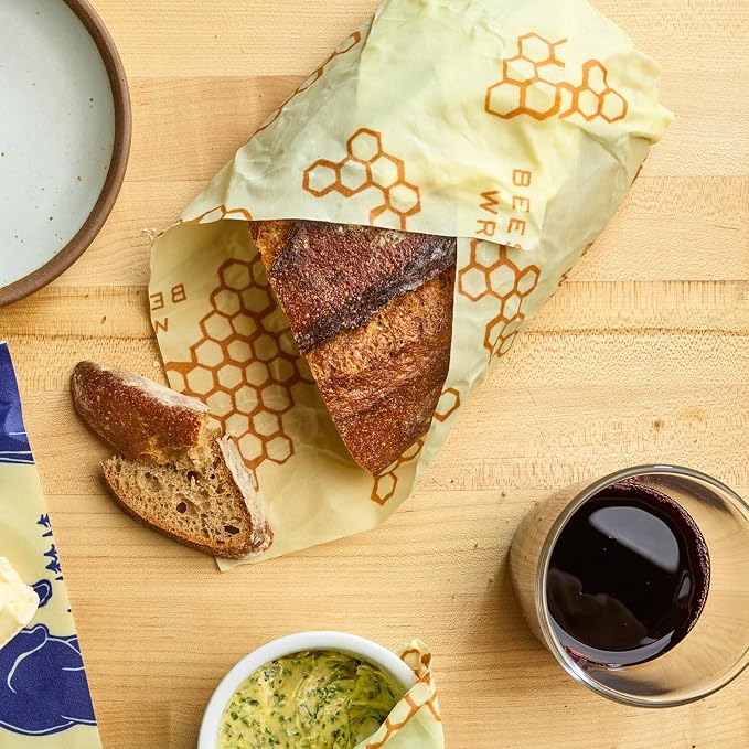 Bee's Wrap Beeswax Wraps for Bread - Beeswax Bread Wrap for Sourdough & Bread Storage - Plastic Free Made in USA Reusable Natural Food Wrap - Honeycomb