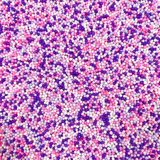 PhilaeEC Pink Purple White Nonpareils Sprinkle 2mm Mini Peals Sprinkle Edible for Cake Decoration Cupcake Topper Cookie Baking Decorations Halloween Christmas Valentine Supplies