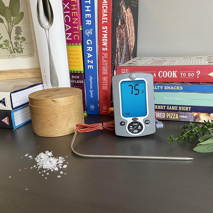 Taylor Instant Read Wired Probe Digital Meat Food Grill BBQ Cooking Kitchen Thermometer White