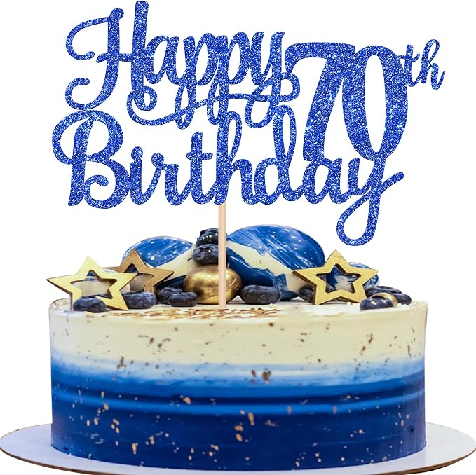 1 PCS Happy 70th Birthday Cake Topper Glitter Cheers to 70 Years Birthday Cake Pick Seventy 70 Fabulous Cake Decoration for Happy 70th Birthday Anniversary Party Decorations Supplies