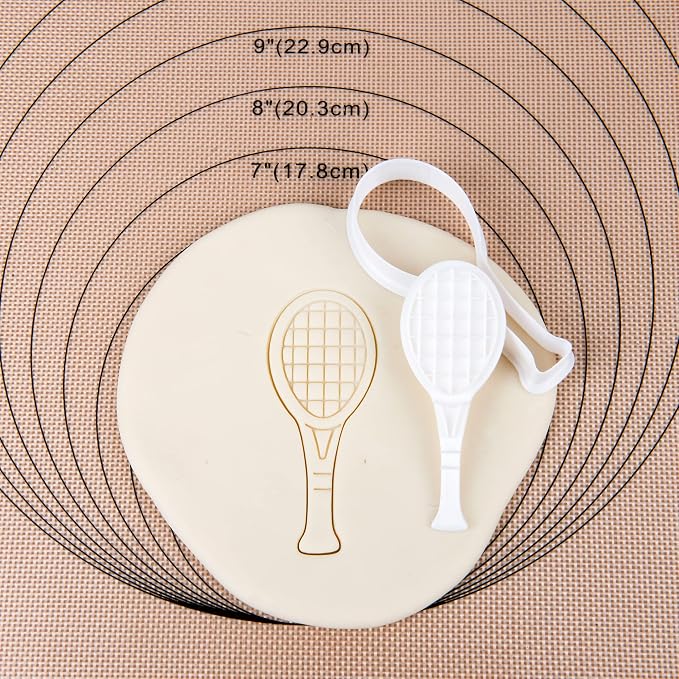 Mostop Tennis Racket Cookie Cutter with Stampers, 3D Sports Cookie Cutter Set, Cake Decoration Tools Birthday Party Supplies Favors