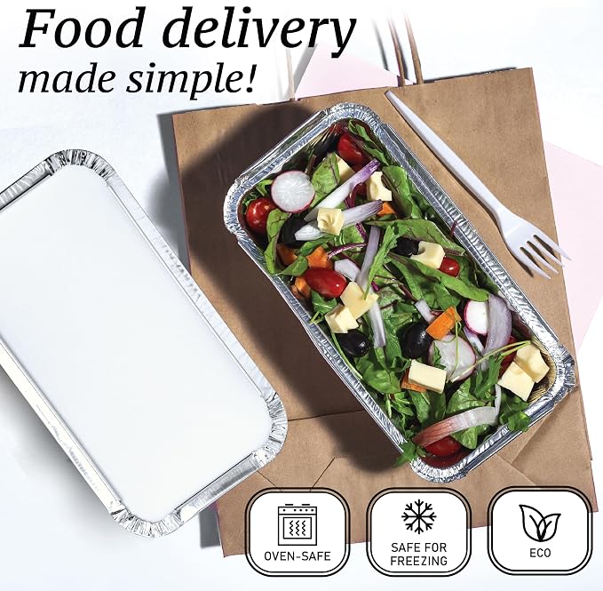 (110 Pack Aluminum Loaf Pans with Lids, Disposable Bread Tins for Baking, Lunch Containers, Single Serve Baking Dishes - Foil Loaf Pans, Aluminum Bread Pans (7.8 x 4.3 x 2 Inches)