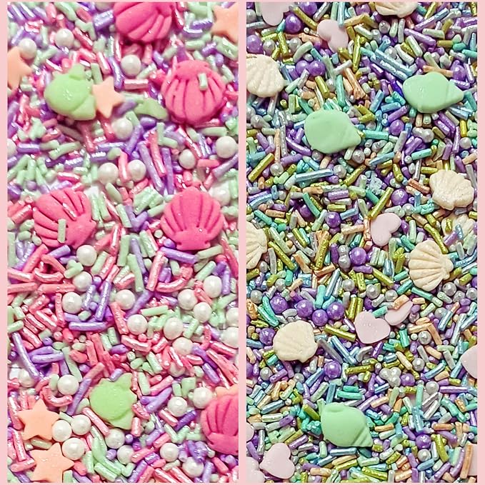 Confect Sprinkle Mix Set - Under the Sea - 5 Assorted Pastel Blends for Cake, Cupcake & Cookie Decorating – Ocean-Inspired Edible Decorations with Sea Shells, Starfish, Mermaids & Fish| Vegan, Gluten-Free, Nut-Free, Soy-Free, Dairy-Free, Palm Oil-Free-...