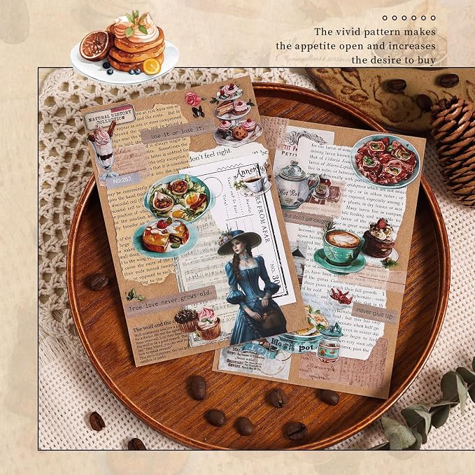 400PCS Food Stickers for Journaling & Scrapbooking – Coffee, Dessert, Donut, Cookie, Bread, Ice Cream & Hotpot Stickers for Planners, DIY, Cards & Junk Journals