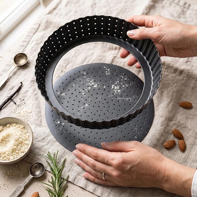 Deep Dish Quiche Lorraine Pie Pan - 7.87 inch Tart Pans with Removable Bottoms - Apple Pie Pan - 7.87 inch Tarte Tatin Pan - Deep Dish Pie Crust - Quiche Baking Dish