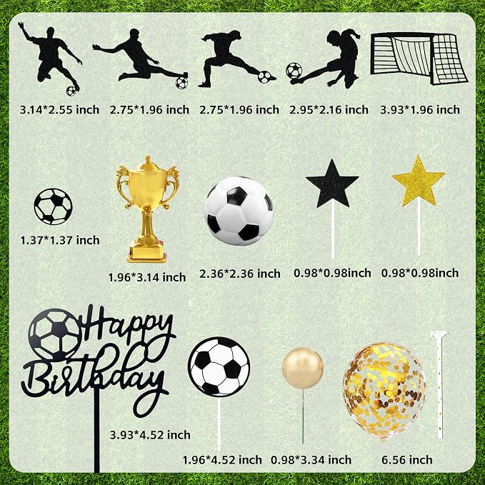 28 PCS Soccer Cake Topper Soccer Ball Player Cake Decorations for Soccer Birthday Party Sport Party Supplies