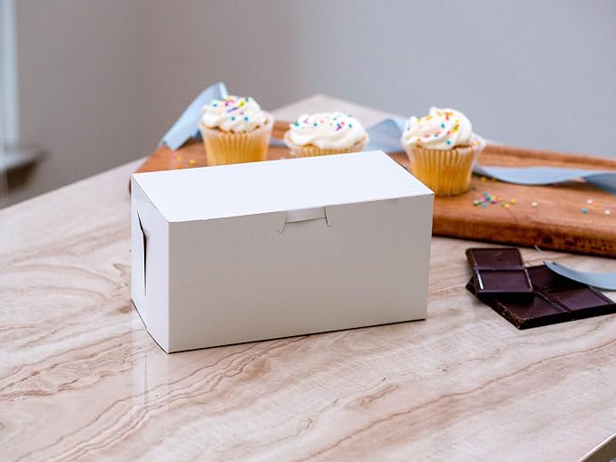 Southern Champion Tray 0933 Premium Clay Coated Kraft Paperboard White Non-Window Lock Corner Bakery Box, 8" Length x 8" Width x 2-1/2" Height (Case of 250)
