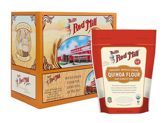 Bob's Red Mill Organic Quinoa Flour, 18oz (Pack of 4) - Non GMO, Whole Grain, Vegan, Kosher
