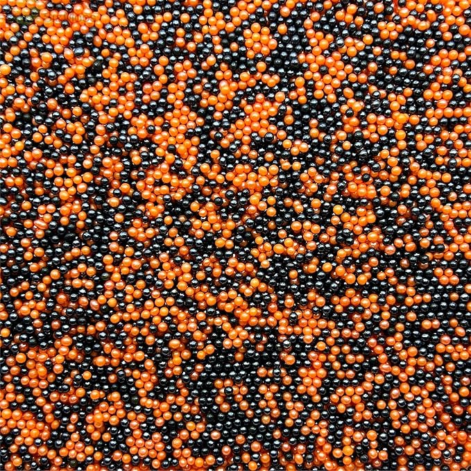 SE Si&Moos Nonpareil Sprinkles, 2mm Black and Orange Mini Edible Pearls Orange and Black Sprinkles for Cake Decorating Halloween Cookie Decorations Wedding Baby Shower Party Christmas Holiday Supplies 3.5 OZ