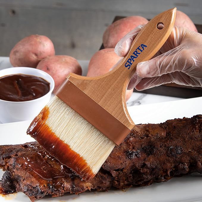 SPARTA Kitchen Basting Brush – 4037600 Basting Brush for Cooking Flat Boar Bristle Brush, Hardwood Handle for Kitchens, Restaurants, Catering, High Heat Food Prep, 4in
