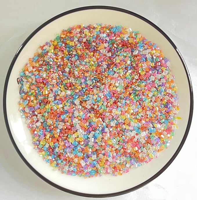 Sentovac Rainbow Diamonds Crystal Sprinkles | Edible Cake Cupcake Sprinkles 1 Bottle 3.53oz/ 100g | for Wedding Party Baking Cupcake Cookie Ice Cream Decoration Supplies