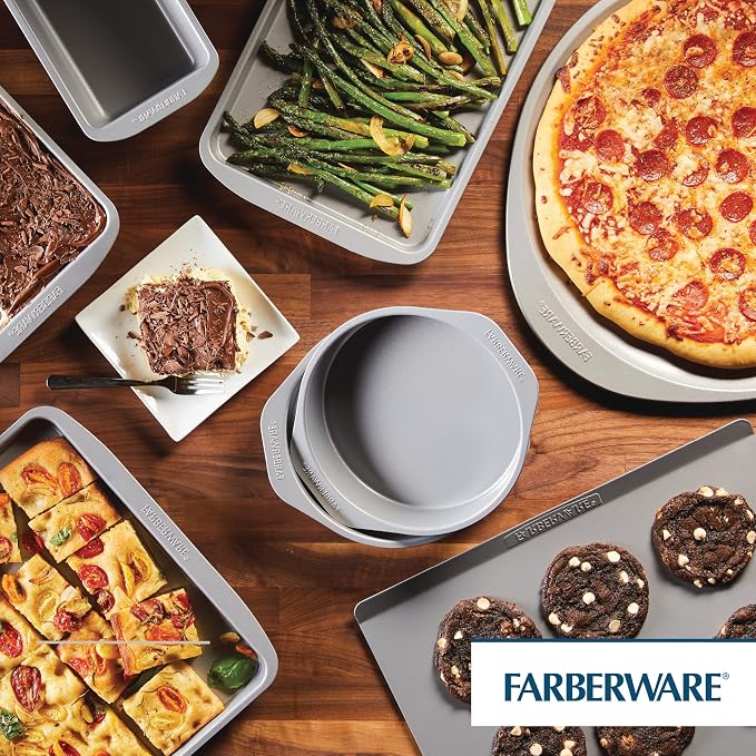 Farberware GoldenBake Bakeware Nonstick Meatloaf/Loaf Pan Set, Insulated, Two 9-Inch x 5-Inch, Gray