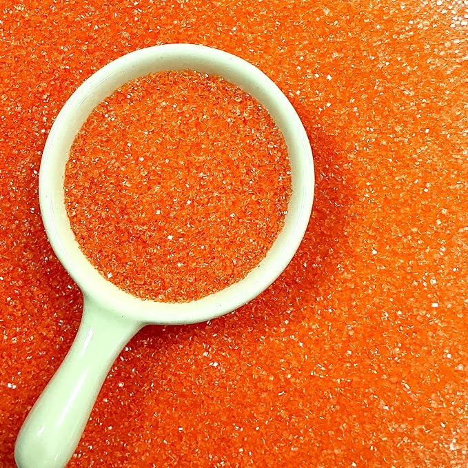 Edible Orange Sanding Sugar Sprinkles 142g/ 5.01oz Edible Sugar Crystals, Baking Cake Decorations Ice Cream Toppings and Cookie Decorating for Wedding Parties Valentines Halloween Christmas