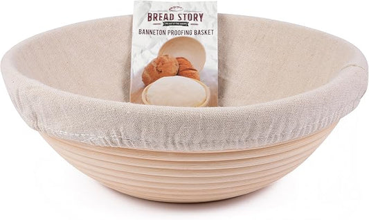 Bread Story Round Banneton Bread Proofing Basket Set – Handmade Rattan Brotform Dough Bowl with Cloth Liner, Sourdough Tools & Baking Supplies for Home Bakers – Baking Kit, 10 Inch