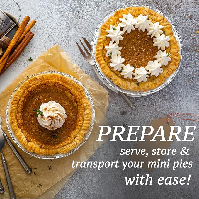 (120 Pack) 5" Aluminum Pie Pans 5 Inch, Mini Pie Tins Disposable, 5 Inch Aluminum Foil Pie - Individual Pie Pans perfect for Baking, Storing & Reheating Pot Pies Small Pie Tins