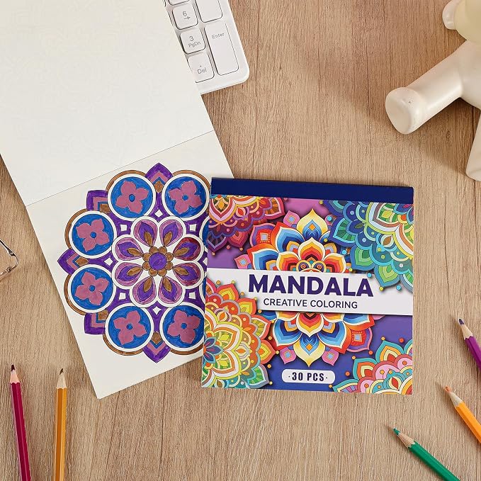 2 PCS Mandala Coloring Book for Adults Relaxation and Teens Stress Relief, 60 Pages Spiral Coloring Book for Women,Mindfulness Stress-Free Patterns for Adult to Relax Relieve Anxiety Gifts