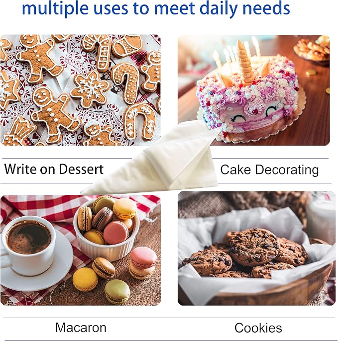 Tipless Piping Bags Disposable,100Pcs 12Inch Pastry Bags for Royal Icing and Frosting and Cake Decorating,Thick,Non-slip for all Size Tips and Couplers,Cakance