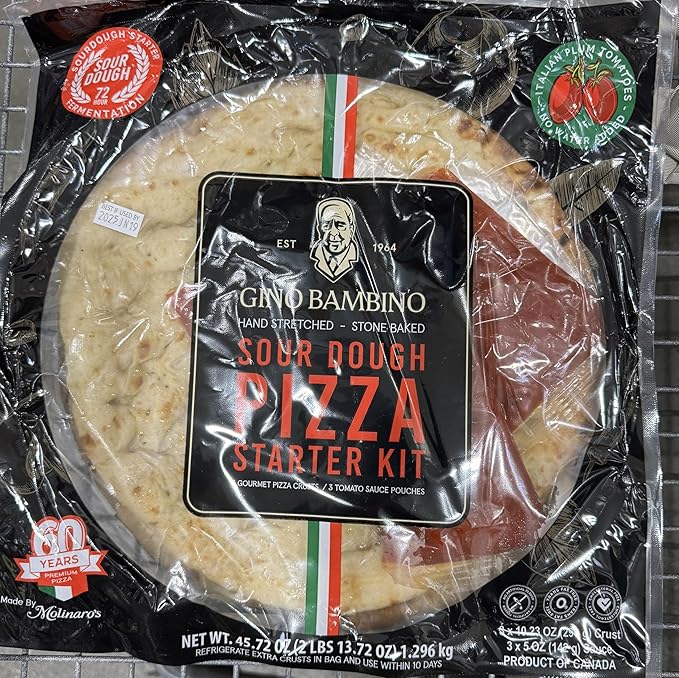 Sourdough Pizza Starter Kit, Hand Stretched Stone Baked, 3 Crusts with Sauce, 45.72 oz