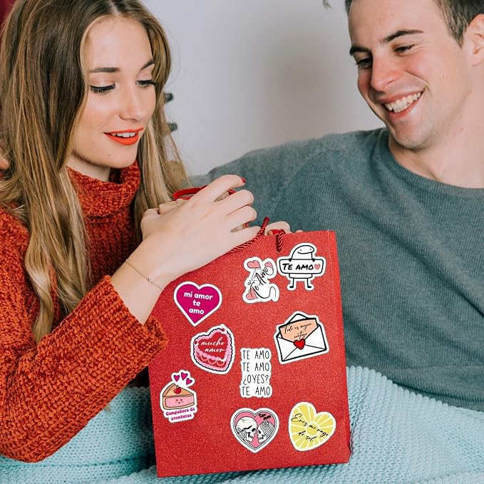 Spanish Love Stickers for Romantic Moments | Heartfelt Valentine Decals for Journals, Cards, Scrapbooks & Personalized Gifts for Phones, Laptops, Water Bottles