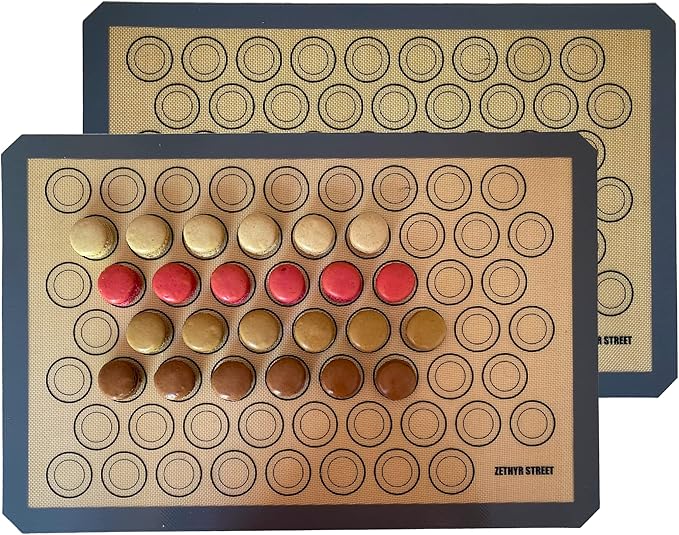 Macaron Silicone Baking Mats - Set of 2 - Full Size - 16 x 24 in (40 x 60 cm), Non-Stick Macaron Mat for Perfect Baking - Dishwasher & Oven Safe, Ideal for Macarons, Cookies, Bread, and More