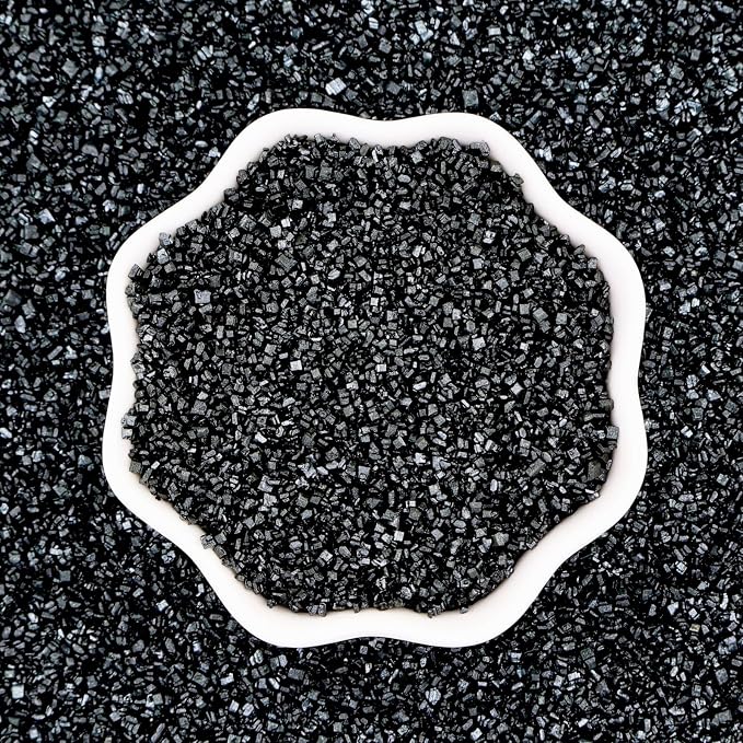 Black Sanding Sugar | Black Sprinkles | Edible Coarse Sugar Crystals | For Baking Dessert Decorating, Cake, Cupcake, Cookie, Ice Cream | Halloween Graduation Holiday Party | 4.6 Ounces