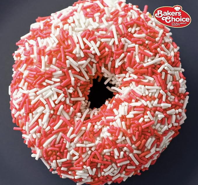 Bakers Choice Red Sprinkles for Baking - Jimmies Sprinkles for Ice Cream Toppings - Dairy Free, Kosher 2.8 oz.