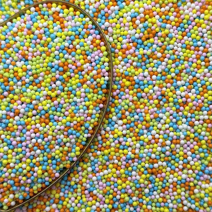 CandiJumpin 2mm Edible Easter Nonpareils Sprinkles, Easter Cake Decorations Pastel Icing Decorations Small Pearl Sprinkles for Cake Decorating Mini Sugar Pearls for Baking Baby Shower Party Wedding Christmas Supplies 3 OZ