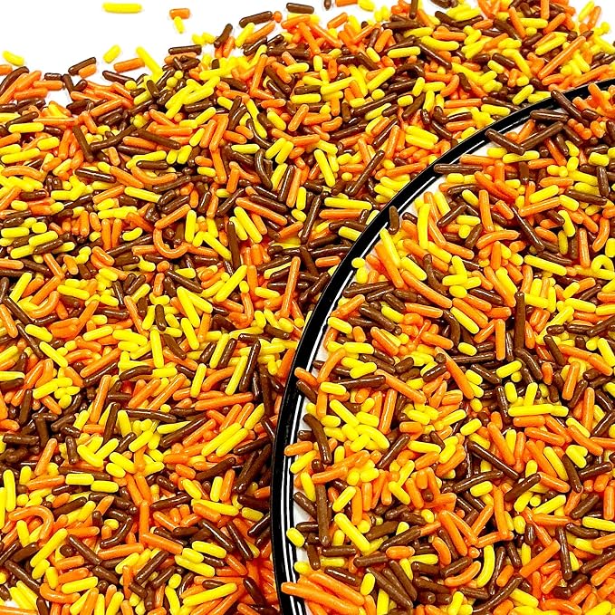 Homipooty Yellow Orange and Brown Soft Jimmies Sprinkles Edible Thanksgiving Autumn Fall Sprinkles Candy Jimmies Sprinkles for Cake Decorating 78g/2.75oz Cookie Cupcake Topper Ice Cream