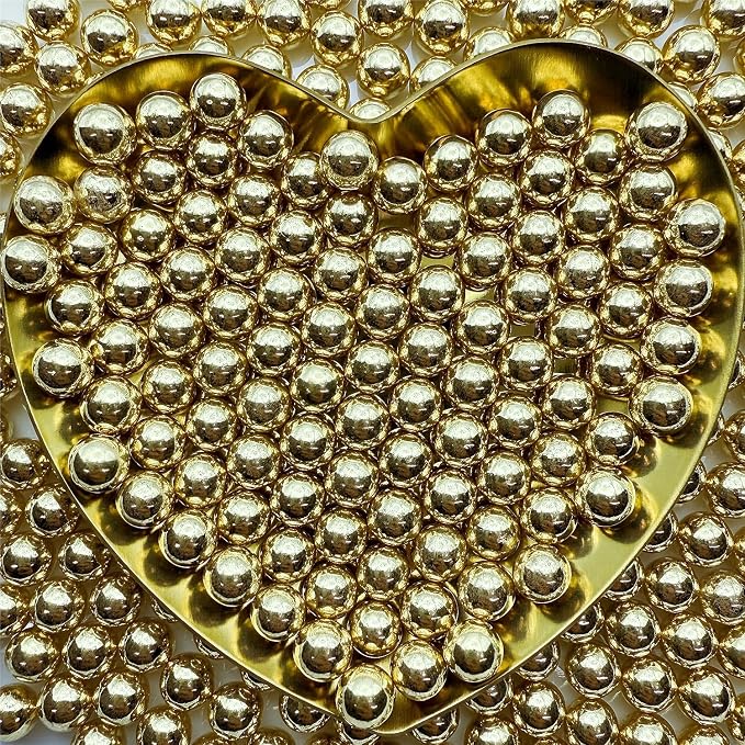 CandiJumpin 7mm Edible Gold Pearls, Gold Pearl Sprinkles for Cake Decorating Small Sugar Pearls Edible Cake Decorations Pearl Sugar Sprinkles Cupcake Toppers Baby Shower Party Birthday Wedding Christmas Supplies 3 OZ