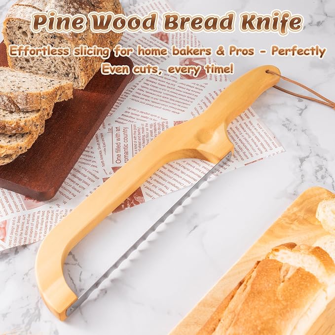 Pranski Bread Knife for Homemade Bread 14.5'' Sourdough Bread Knife, Premium Slicer for Homemade Bread, Baguettes and More Cuts Thin, Ergonomic Handler Premium Sharpness Blade