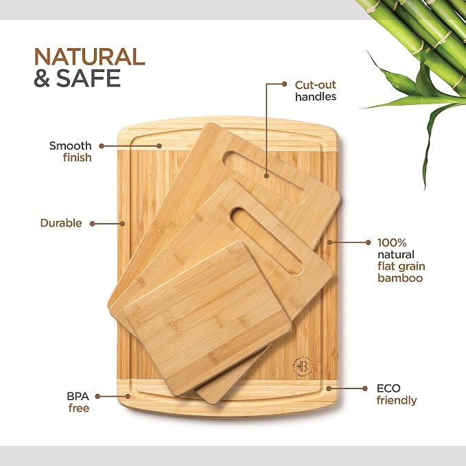 Bamboo Bread Slicer and Cutting Board Set Bundle