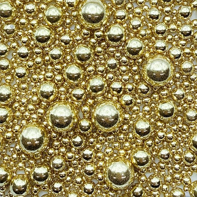 CandiJumpin Edible Pearls for Cake Decorating, Metallic Gold Pearl Sprinkles Gold Sugar Pearls Edible Cake Decorations Pearl Sugar Sprinkles Cupcake Toppers Baby Shower Party Birthday Wedding Christmas Supplies 3 OZ