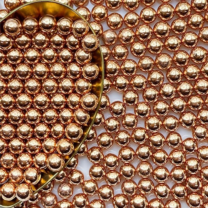 CandiJumpin 7mm Edible Rose Gold Pearls, Rose Gold Pearl Sprinkles for Cake Decorating Small Sugar Pearls Edible Cake Decorations Pearl Sugar Sprinkles Cupcake Toppers Baby Shower Party Birthday Wedding Christmas Supplies 3 OZ
