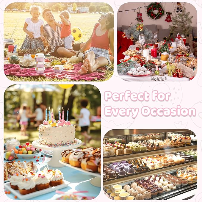 40 Pack 5 OZ Mini Cake Pans with Lids, Disposable Square Aluminum Foil Brownie Baking Cups, Mini Aluminum Foil Cupcake Muffin Tin Ramekins, Flan Molds Cake Containers for Wedding Birthday Party, Pink