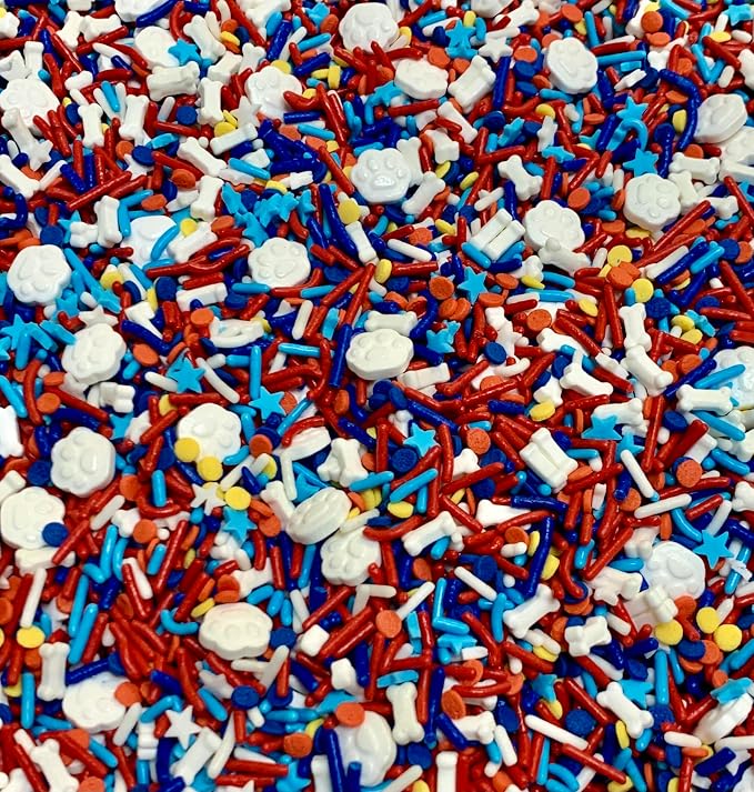 COOL MOM SPRINKLES Dog Party Sprinkles (4 oz.) – Dog Paw Birthday Themed Sprinkles for Decorating Cakes, Cupcakes, Cookies & Desserts – Mixed in the USA/Gluten-Free