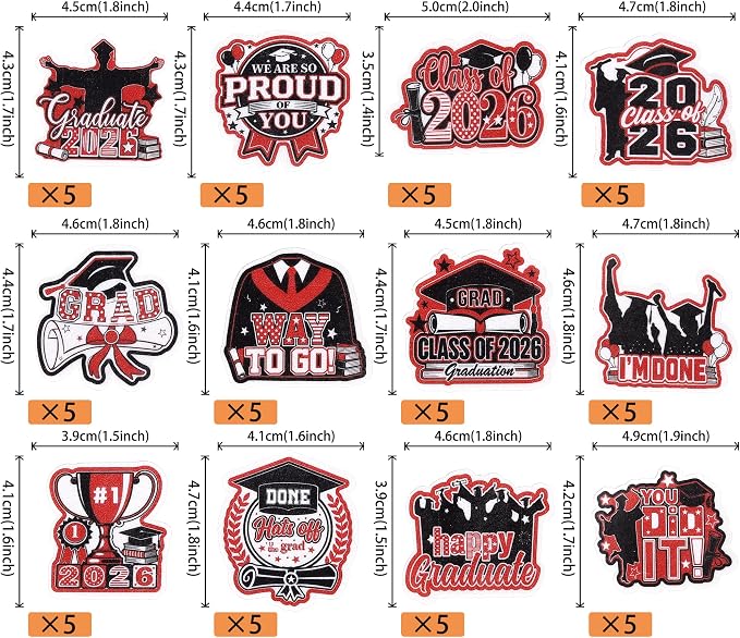 60 PCS Edible 2026 Graduation Cupcake Toppers Diploma Congrats Grad Cap Class of 2026 Cake Decorations Edible 2026 Graduation Decorations for 2026 Graduate Party Cake Decorations Supplies Black Red