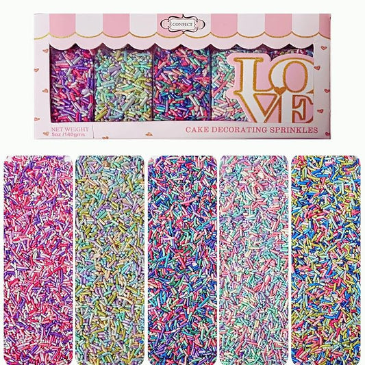 Confect Rainbow Magic Sprinkles – Edible Colorful Sprinkles Mix for Cake & Cupcake Decorating | Bright Confetti & Jimmies for Baking, Party, Birthday & Cookie Toppings | Vegan, Gluten-Free, Nut-Free, Soy-Free, Dairy-Free, Palm Oil-Free - 5 Oz