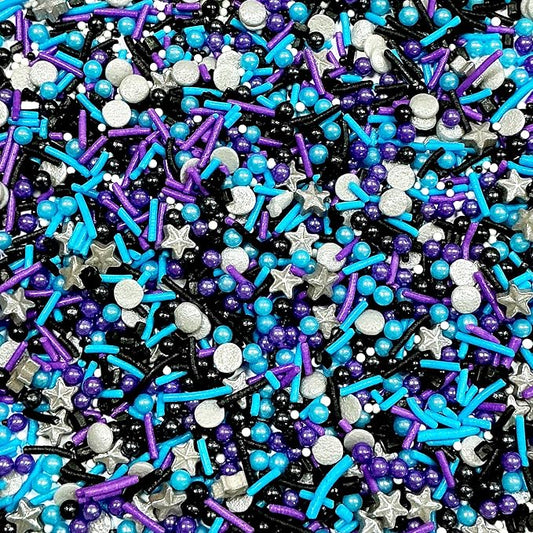 Edible Black Blue and Purple Silver Pearl Sprinkles 130g/4.5oz Black Series Sprinkles Candy Mix Jimmies for Cake Decorating Baking Ice Cream Cupcakes Wedding Party Valentines Christmas Supplies