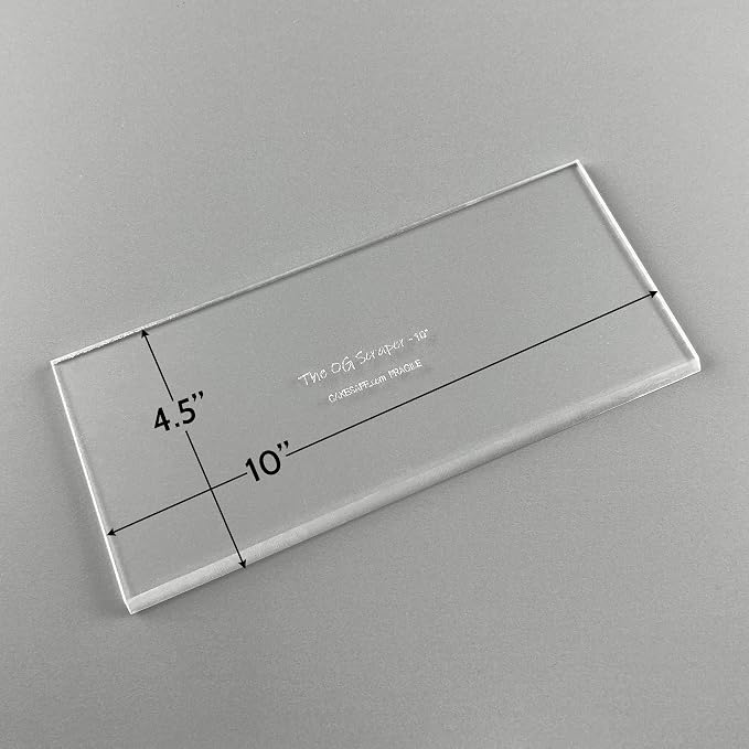 CAKESAFE 10 Inch OG Scraper-Clear Acrylic Cake, Icing, and Butter Cream Smoother with Beveled Edge