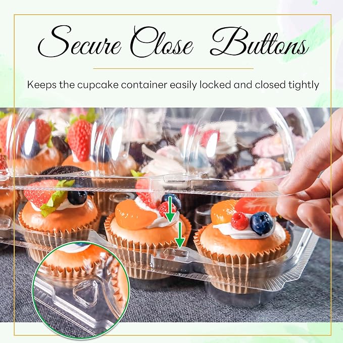 NPLUX 12 Count Cupcake Containers 20 Pack Cupcake Holders Plastic Stackable Cupcake Boxes with Detachable Tall Dome Lids and 240 Liners for 240 Cupcakes, BPA Free, Standard Size