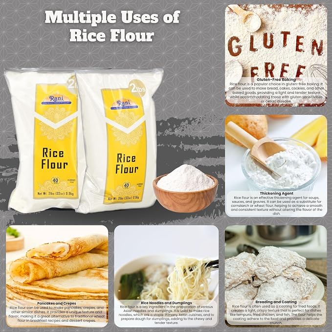 Rani Rice (White) Flour 32oz (2lbs) 908g ~ All Natural | Gluten Friendly | Vegan | NON-GMO | Kosher | Indian Origin