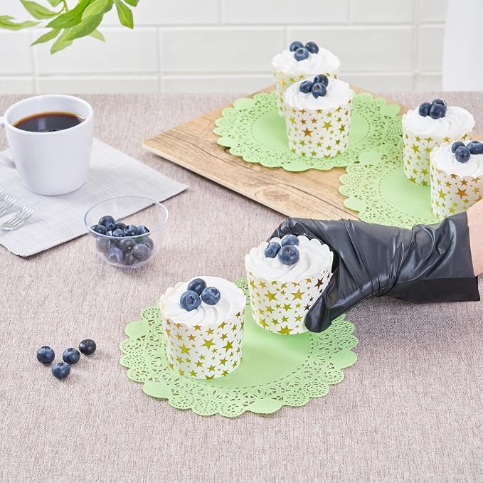 Pastry Tek 8 x 8 Inch Paper Lace Doilies, 4000 Disposable Table Doilies - Elegant Lace Finish, Long Lasting, Green Paper Doily, for Pastries, Cupcakes, Desserts - Restaurantware
