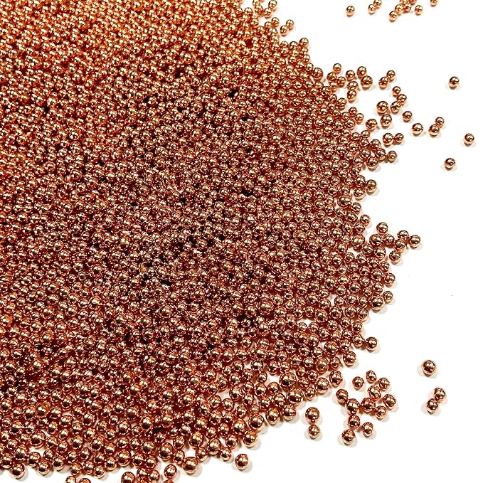 Homipooty Nonpareils Sprinkles Edible Rose Gold Pearl Sugar sprinkles 110g/3.88oz 2mm Mini Pearls for Cake Decorating Cupcake Topper and Cookie Ice Cream Valentines Day Halloween Christmas Supplies