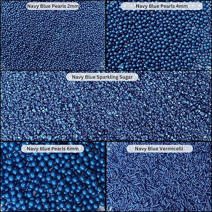 Confect Christmas Sprinkles Mix – Midnight Royalty Navy Blue, Edible Dragees, Jimmies & Sparkling Sugar – Assorted Pack of 5 for Cake & Cupcake Decorating, Holiday Baking & Party Decor | Vegan, Gluten-Free, Nut-Free, Soy-Free, Dairy-Free - 5 Oz